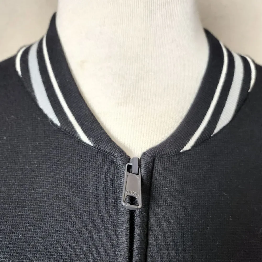Vince Bomber Jacket with Striped Collar Black Size M
